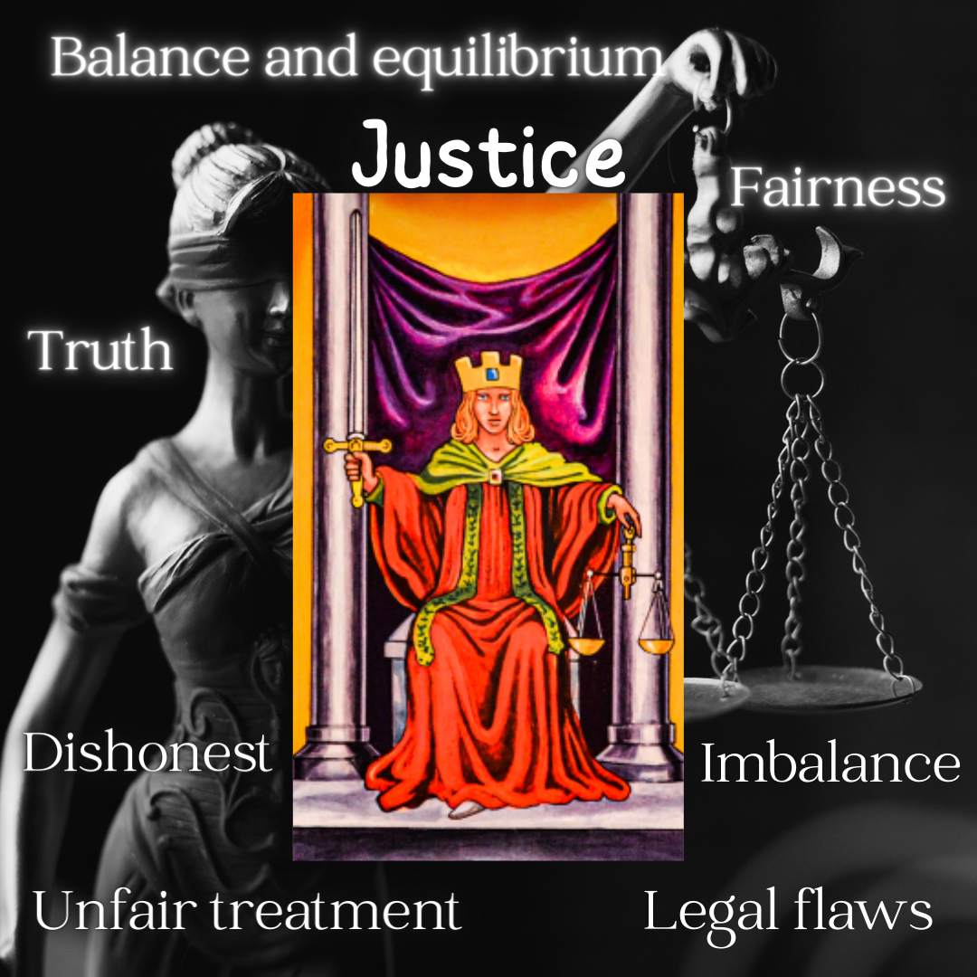 justice tarot meaning, tarot justice meaning, justice meaning, meaning of the justice tarot card, justice flashcard, justice tarot flashcard, tarot cheat sheet