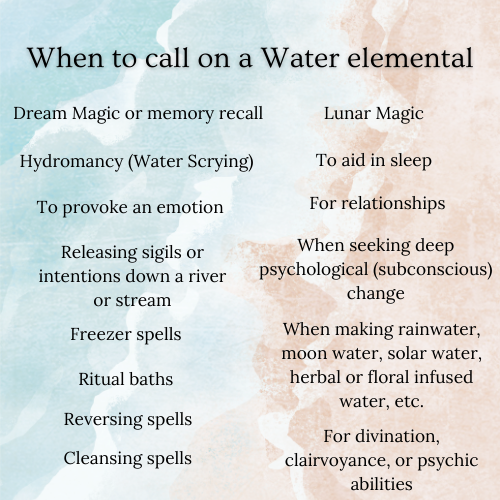 water element, water, element, elementals, when to call on water elemental