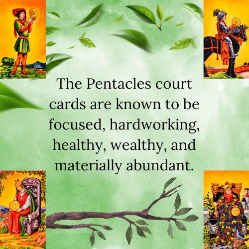 Pentacles, pentacles keywords, court cards, pentacles court cards, tarot, minor arcana, learn tarot, Faintnoise