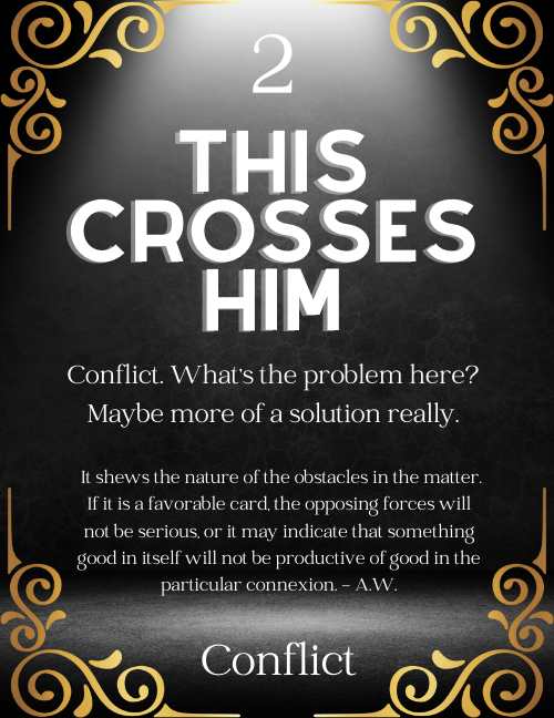 Crosses him
